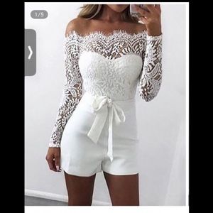 Women’s Plus Size White Lace Romper